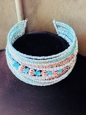 Vintage Turquiose Beaded Cuff Bracelet